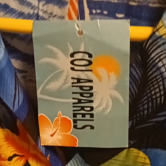 NWT COJ APPARELS 100% rayon blue multi-colored Island/Bahamas s/s shirt 2X - Picture 5 of 6